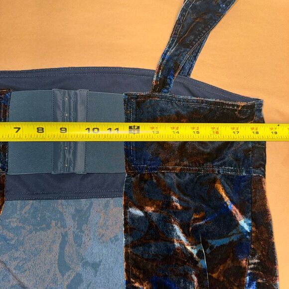 Pilcro Velvet Flyaway Top Blue Burnout Open Back Tank Size M - Picture 10 of 11